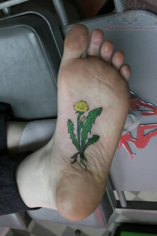 Yellow Flower Tattoo Under Foot